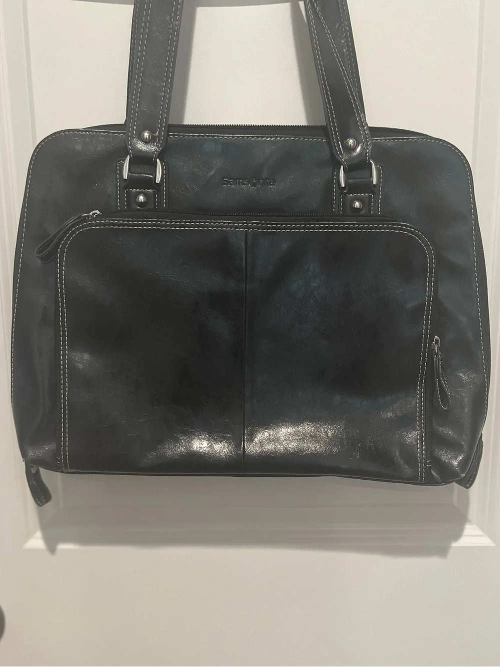 Samsonite Black Faux Leather Tote Handbag